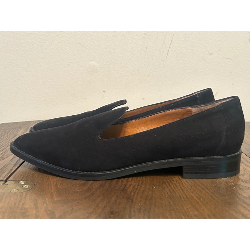AQUATALIA Women's Golda Black Pointed Toe Suede Loafers Size 9.5